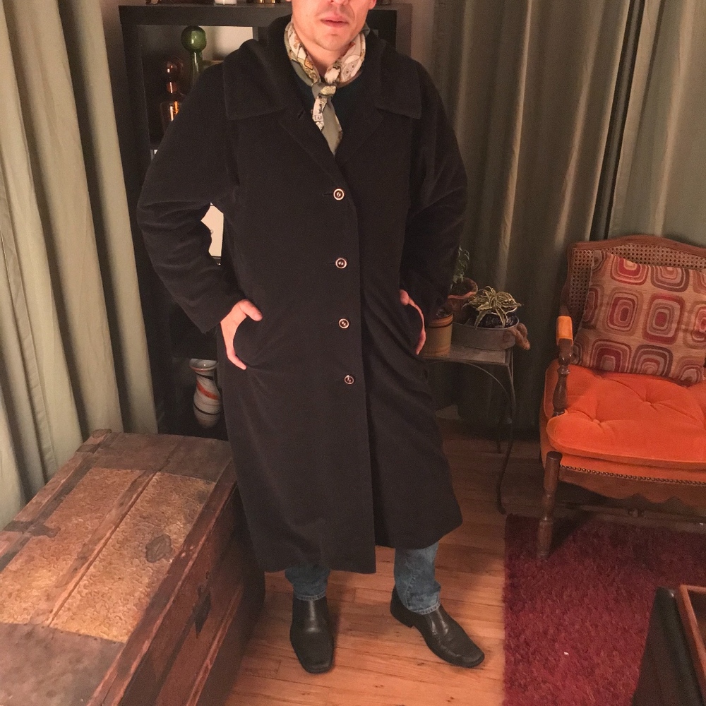 Vintage/Upcycled - Fashion Trench - Black Velour